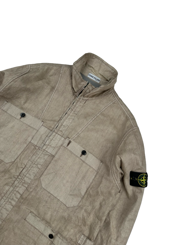Stone Island 2002 Vintage Tan Lino Flax Jacket - XL