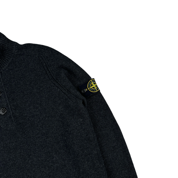 Stone Island 2018 Charcoal Lambswool Quarter Zip Pullover - Small