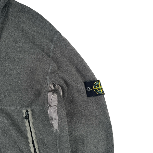 Stone Island 2004Grey Fleeced Zip Up Hoodie - Medium