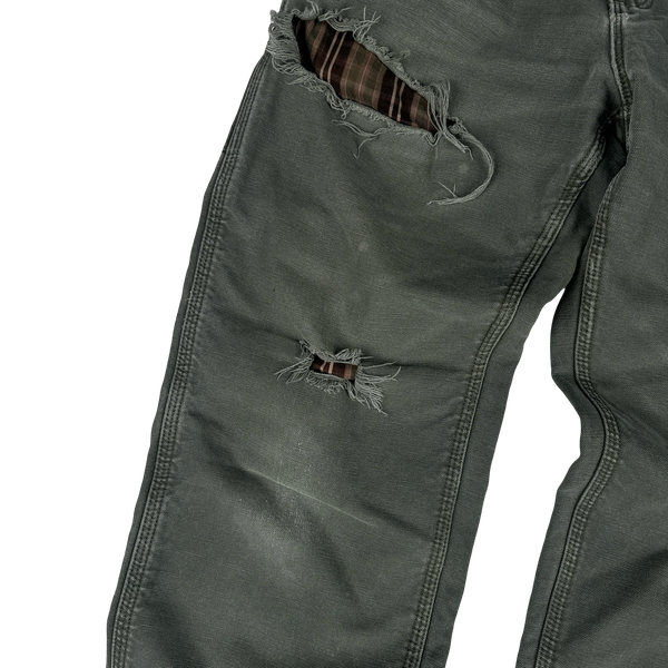 Carhartt Sage Green Distressed Carpenter Cargo Trousers - 30"