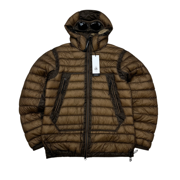 CP Company Brown Down Filled DD Shell Goggle Puffer Jacket - Medium