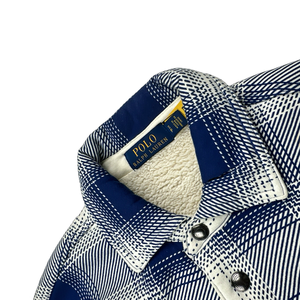 Ralph Lauren Checked Blue Flannel Fleece Lined Shirt - Small
