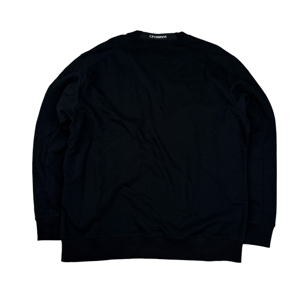 CP Company Black Cotton Lens Viewer Crewneck - Large