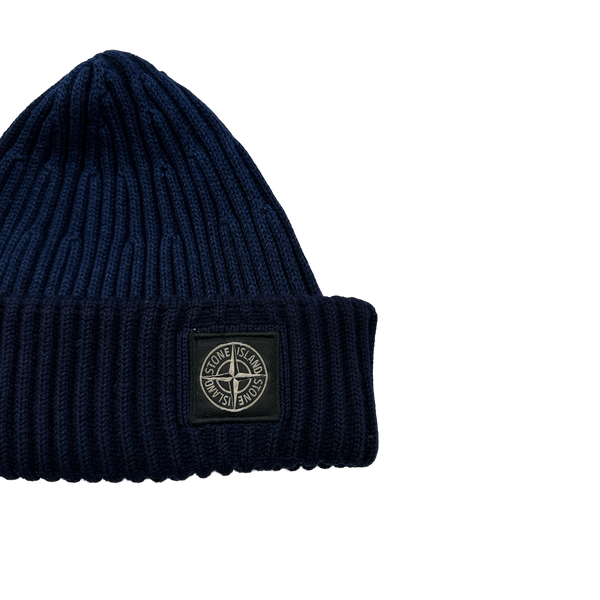 Stone Island 2014 Blue Two Tone Ribbed Wool Beanie