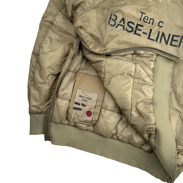 Ten C Beige Hooded Primaloft Mid Layer Puffer Hoodie Jacket - Large