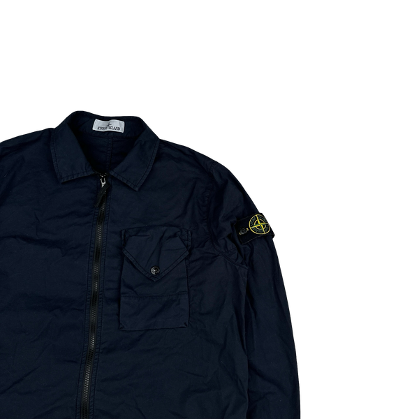 Stone Island 2023 Navy Cotton Zipped Overshirt - Medium