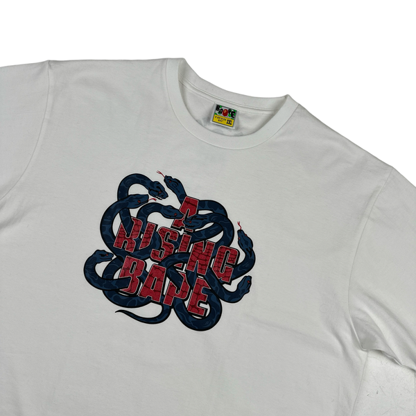 Bape Graphic A Rising Bape Spellout White T Shirt - XXL
