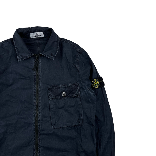 Stone Island 2020 Navy Cotton Zipped Overshirt - Medium