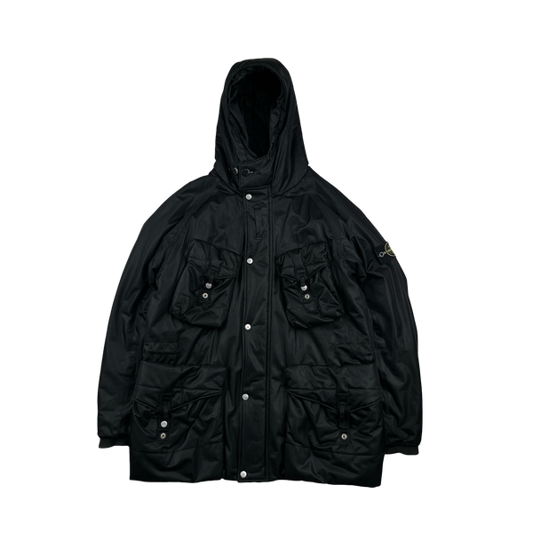Stone Island Early 2000's Black Nylon Mesh Multipocketed Jacket - XL