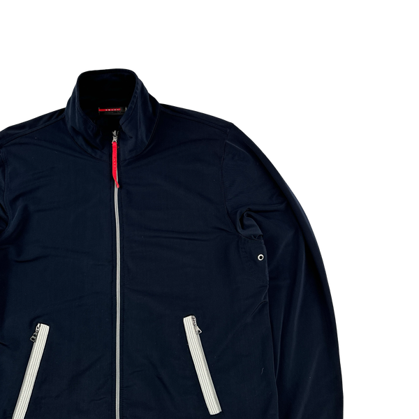 Prada Navy Nylon Stretch Zipped Jumper - Medium