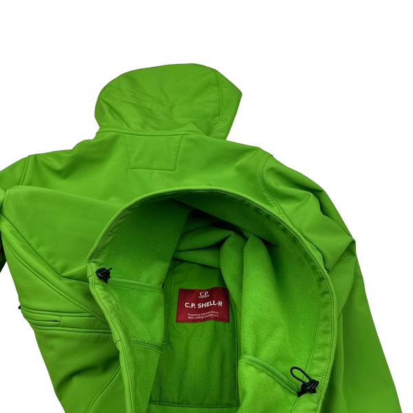 CP Company Green Fleece Lined Soft Shell Goggle Jacket - Small