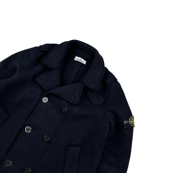 Stone Island 2013 Heavyweight Navy Wool Double Breasted Jacket - XL