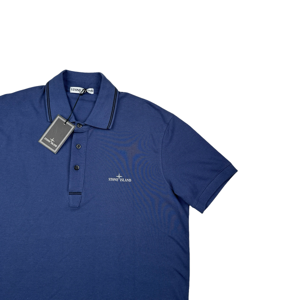 Stone Island 2009 Blue Cotton Spellout Polo Shirt - XXL