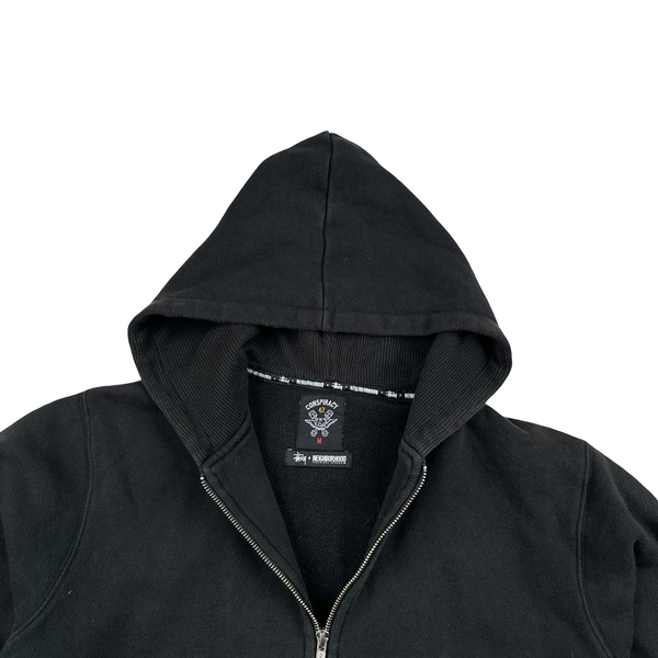 Stussy X Neighborhood Cotton Zipped Spellout Hoodie - Medium