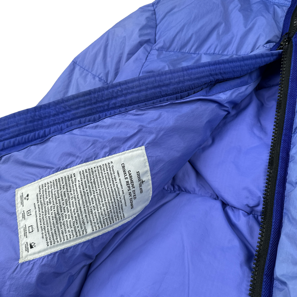 Stone Island 2021 Blue Crinkle NY Down Puffer Jacket - Large