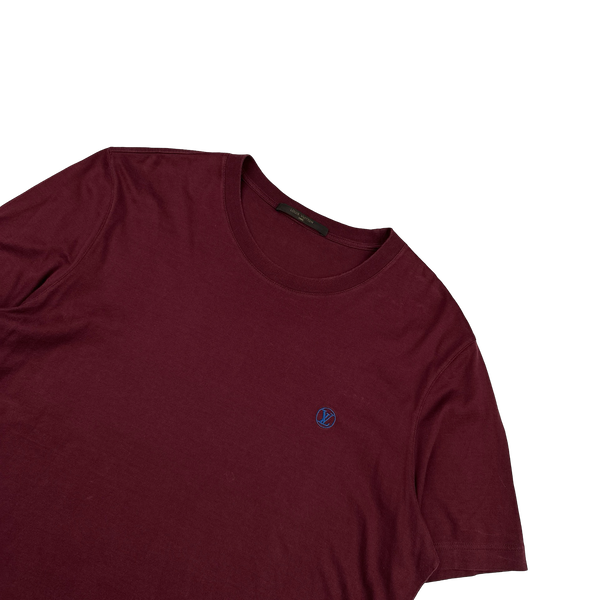 Louis Vuitton Burgundy Emblem Cotton T Shirt - Large
