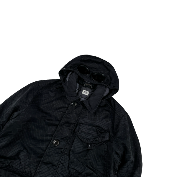 CP Company Black M Bossed Quilted Goggle Jacket - Medium
