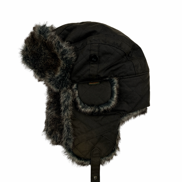 Barbour Khaki Faux Fur Waxed Ushanka Hat - Large