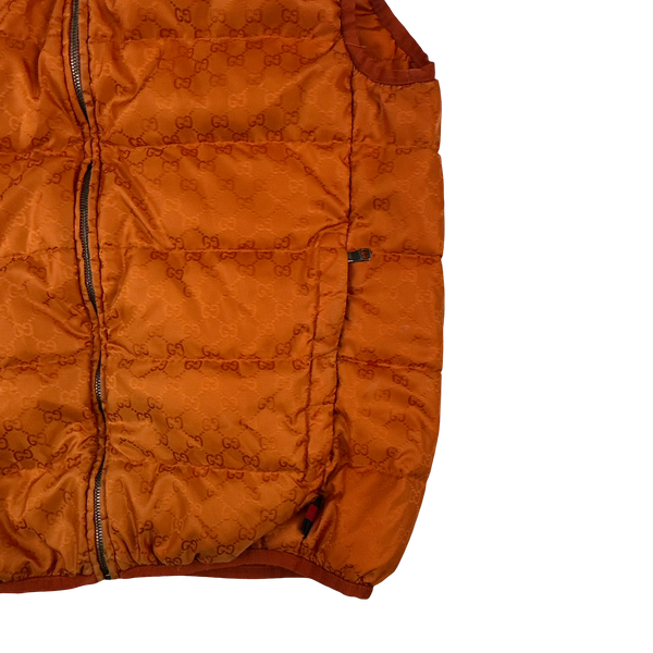 Gucci Monogram Orange Zipped Gilet Jacket - Large