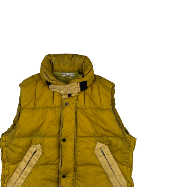 Stone Island 2010 Yellow Opaque Nylon Tela Down Gilet - XL