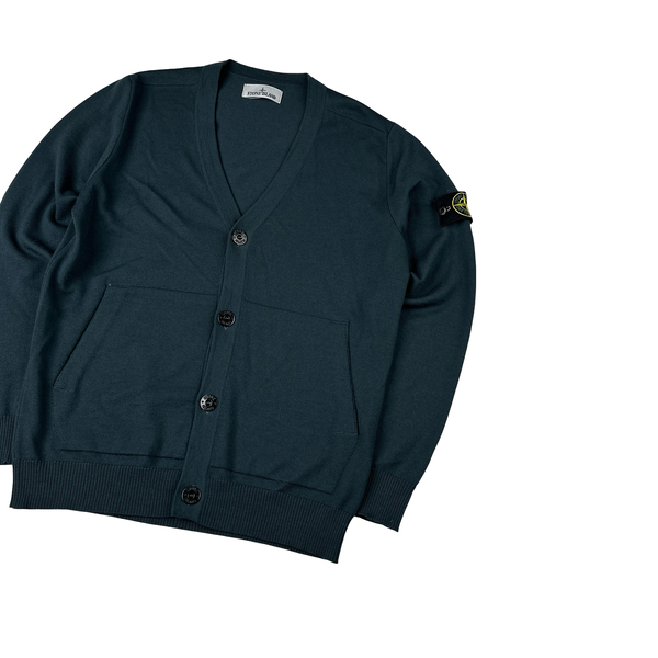 Stone Island Jade Knitted Cardigan Jumper - Medium
