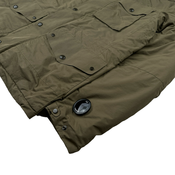 CP Company Khaki Micro M Down Filled Goggle Jacket - Large