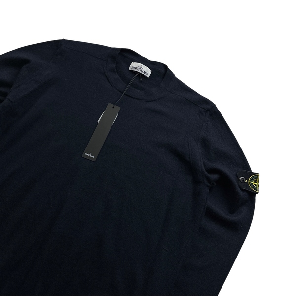 Stone Island 2020 Navy Merino Wool Crewneck Jumper - XL