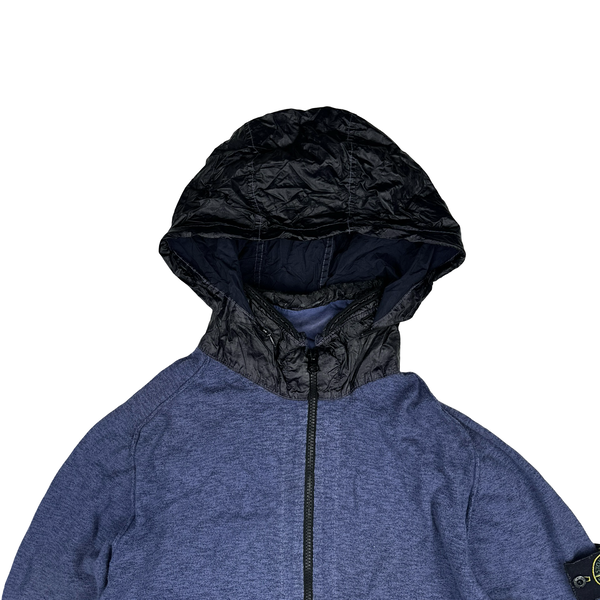 Stone Island 2014 Blue Zipped Knit Mussola Hood Jumper - XL