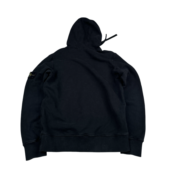 Stone Island 2020 Black Cotton Pullover Hoodie - Small