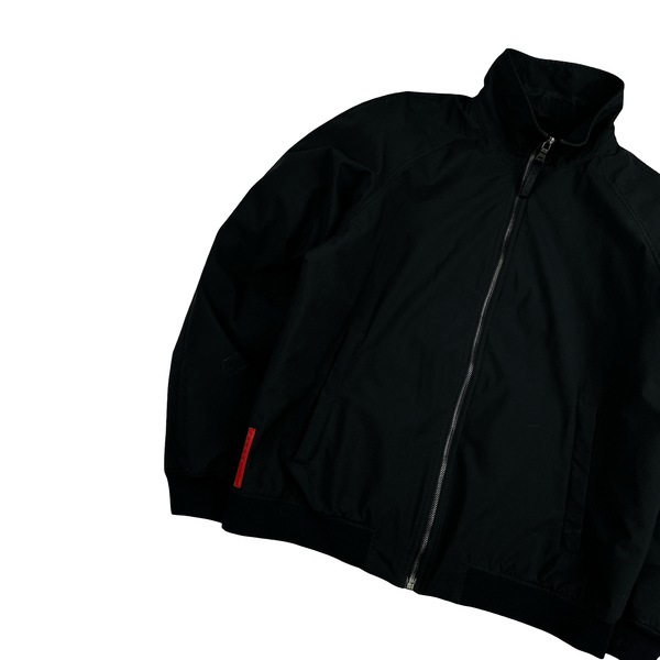 Prada Black Nylon Red Tab Padded Jacket - XL