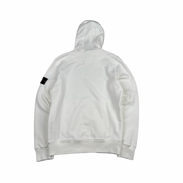 Stone Island 2021 White Pullover Cotton Hoodie - Small