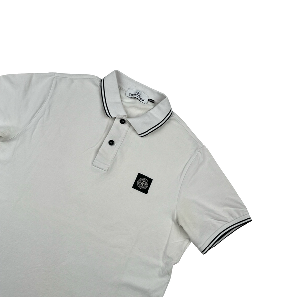 Stone Island White Cotton Polo Shirt - Large
