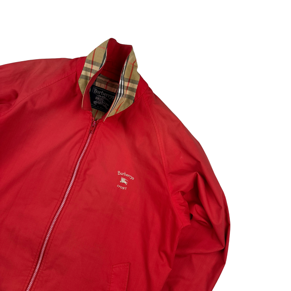 Burberry Red Nova Check Collar And Lined Bomber Jacket - Large