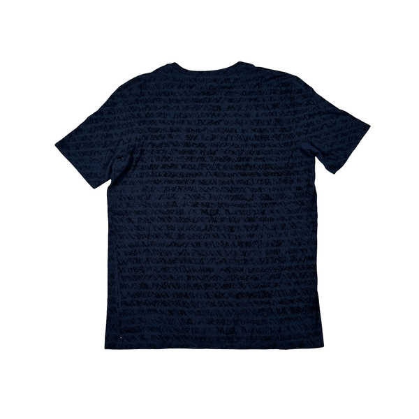 Stone Island 2004 Monogram Spellout Navy Cotton T Shirt - Medium