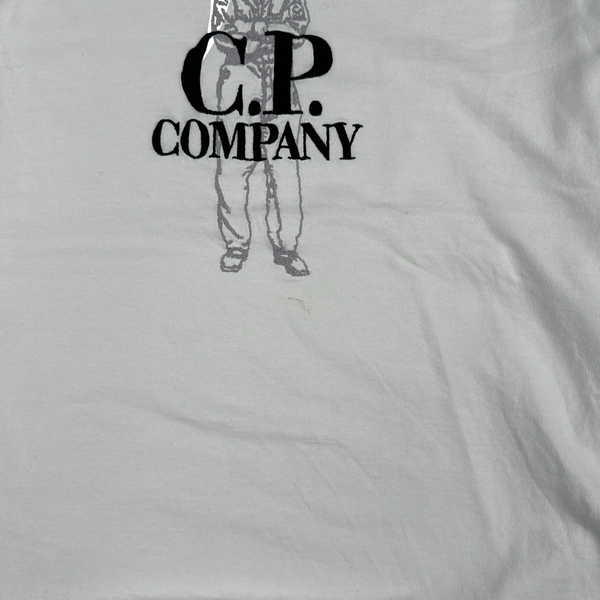 CP Company White Spellout Graphic Crewneck Jumper - Large