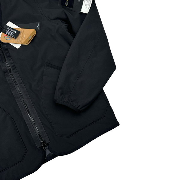 Stone Island 2023 Black Soft Shell R eDye Technology Primaloft Lined V Collar Jacket - Small