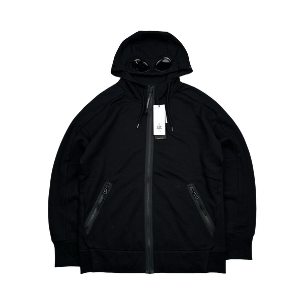 CP Company Black Cotton Goggle Hoodie - Large