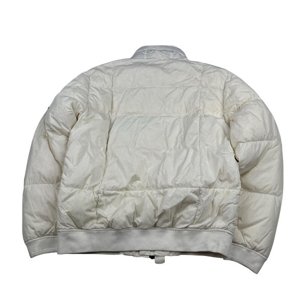 Stone Island White Garment Dyed Crinkle Reps Puffer Jacket - Medium