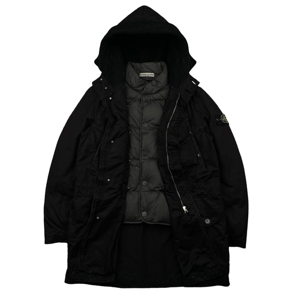 Stone Island 2010 Black David TC Down Lined Parka Jacket Stone Island 2010 Black David TC Down Lined Parka Jacket