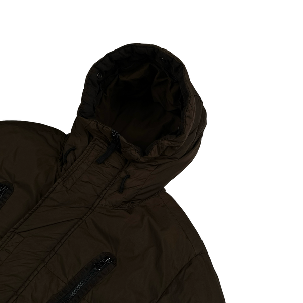 Stone Island 2021 Crinkle Reps Brown Down Filled Parka Jacket - Medium