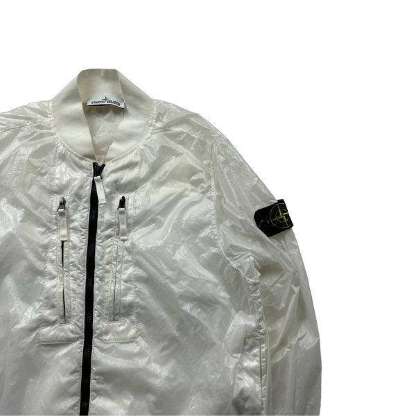 Stone Island 2021 White Lucido TC Bomber Jacket -Large