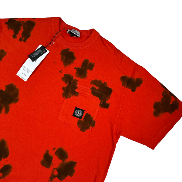 Stone Island 2023 Red Hand Colouring Cotton Top - Large - XL