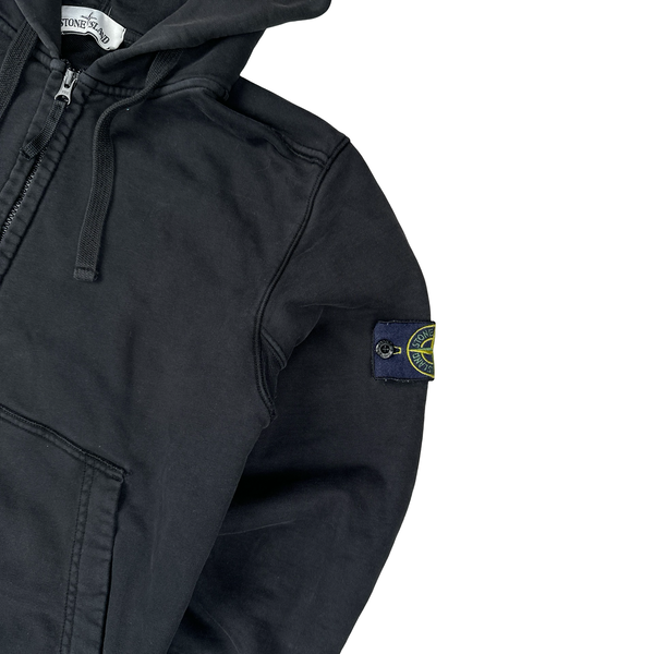 Stone Island Black Cotton Zipped Hoodie - Medium