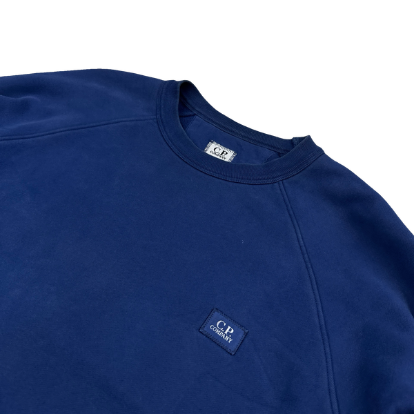 CP Company Blue Cotton Crewneck Patch Jumper - XL
