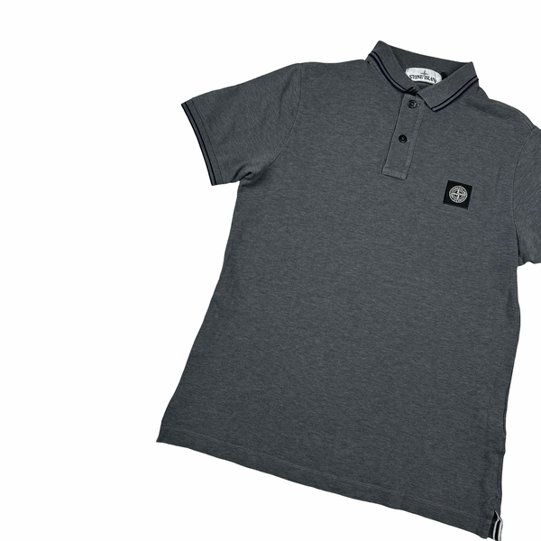 Stone Island 2018 Dark Grey Black Piped Polo Shirt - Large
