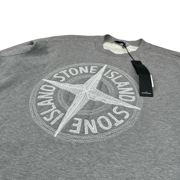 Stone Island 2023 Grey Embroidered Compass Jumper - XL