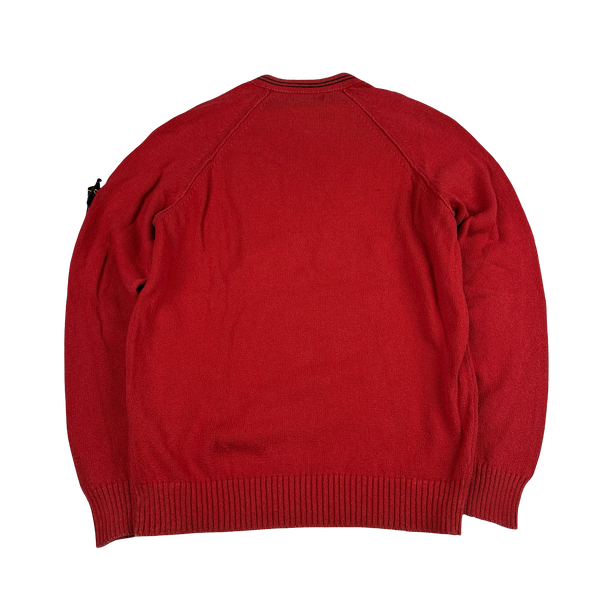 Stone Island 2011 Red Cotton Crewneck Fine Knit Jumper - Large