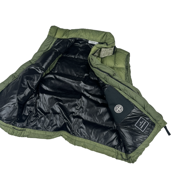Stone Island 2010 Green Opaque Nylon Tela Down Gilet - XL