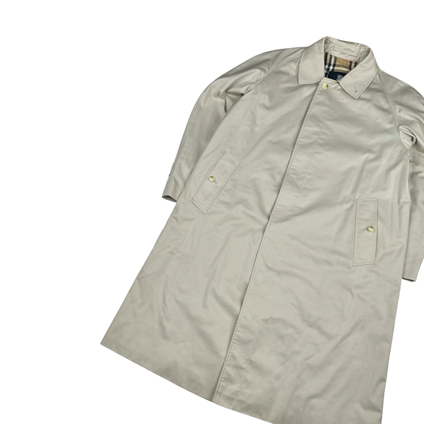 Burberry Nova Check Lined Tan Trench Coat - Large