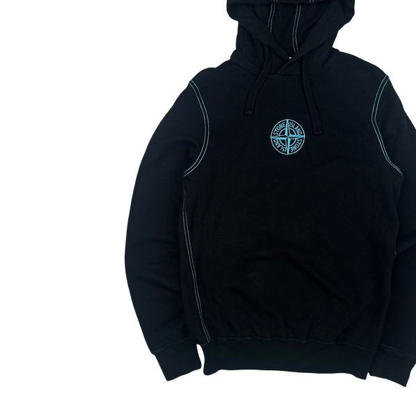 Stone Island Contrast Stitch Cotton Pullover Compass Hoodie - Small